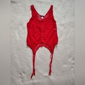 NWOT VENUS Large Red Lace 2-Piece Chemise Thigh Straps & Bottoms Valentines Day